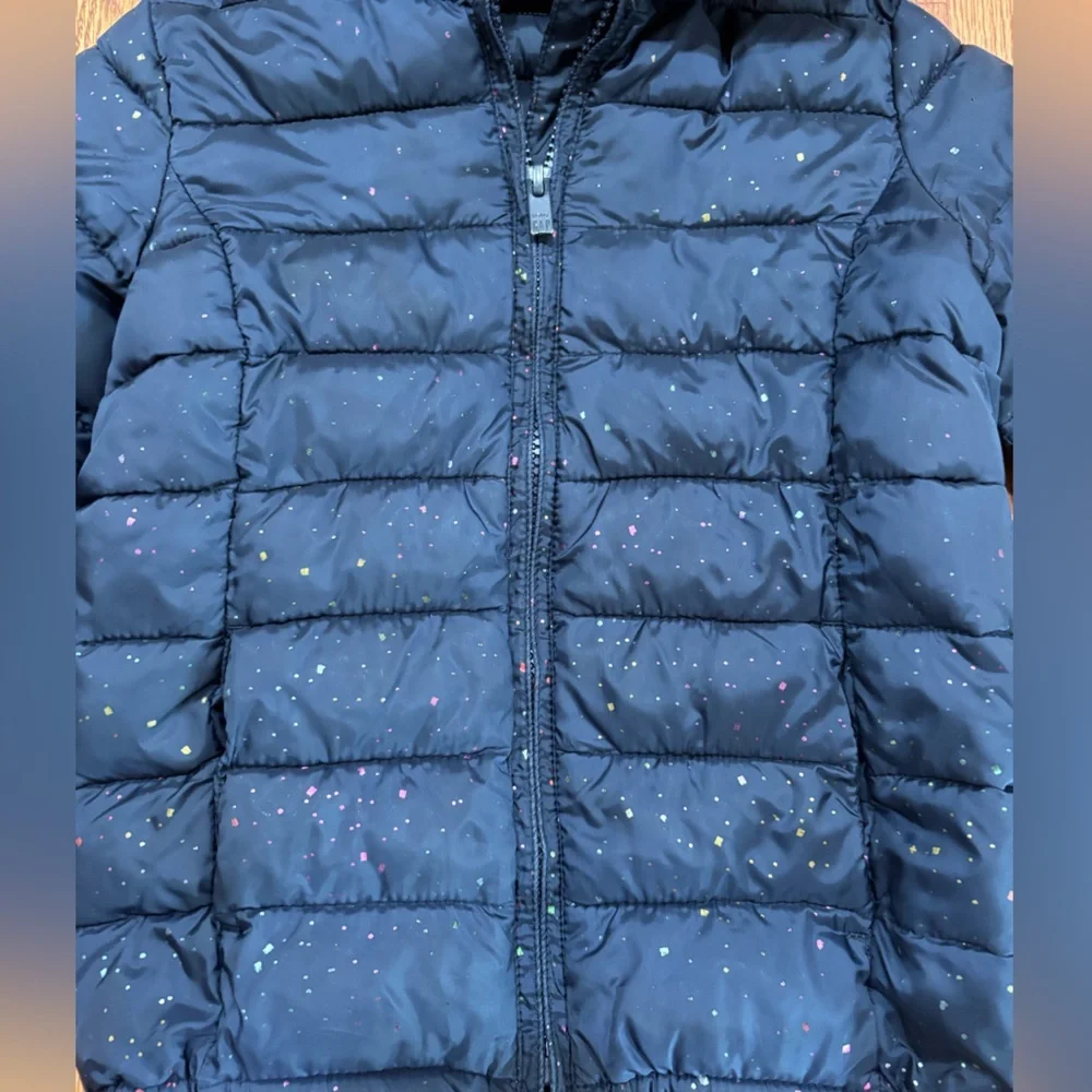 Gap Kids Lightweight Hooded Zip Up Puffer Jacket Sz 5 Toddler Navy Blue